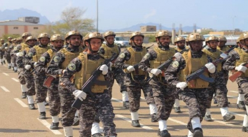 عرض عسكري للواء حماية المنشآت الحكومية في عدن