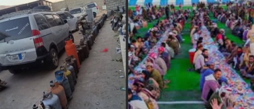 في شبوة العجائب.. أطول سفرة سمبوسة وأطول طابور غاز.!