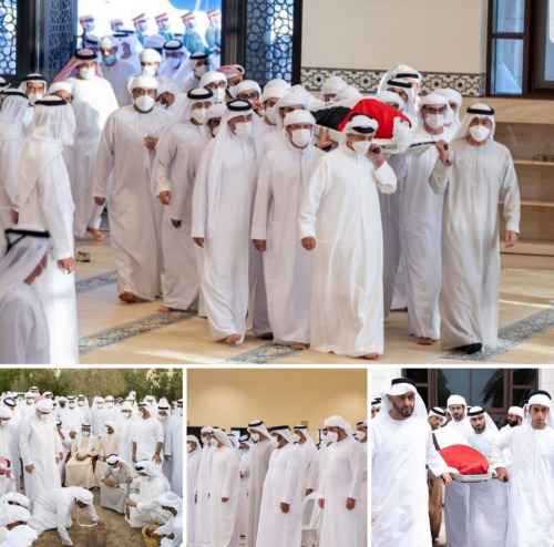 محمد بن زايد والشيوخ يؤدون صلاة الجنازة على روح فقيد الوطن الشيخ خليفة