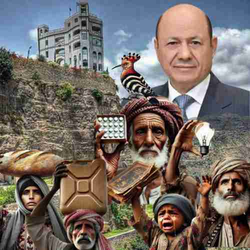 رشاد العليمي يصرف أموال الجنوب على عيال القرية أثناء زيارة تعز