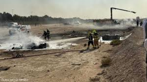 تحطم مقاتلة هندية خلال عرض جوي بمعرض دبي للطيران