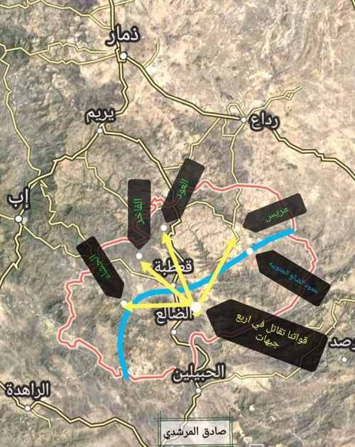 معارك شديدة ليلة الأربعاء في جبهات الضالع وخسائر كبيرة تمنى بها مليشيات العدوان