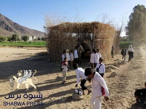 على بعد 60 كيلومتر من العاصمة طلاب محافظة الغاز والبترول يدرسون في عشاش 