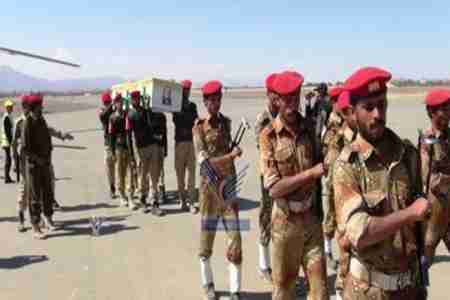 تشييع جثمان الشهيد عبد الكريم جدبان في صنعاء و نقله الى صعدة ودفنه في مقبرة الشهداء ببني معاذ