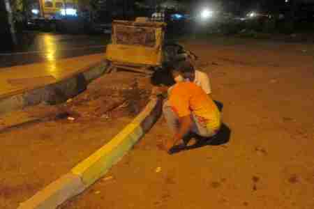 أبناء مديرية  المنصورة بداية تدشين حملة نظافة وأعادة رسم أرصفة الطرقات