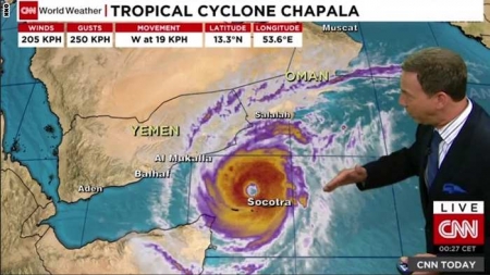 أرصاد CNN: إعصار تشابالا غير الاعتيادي .. الأقوى منذ 1945 وسيضرب بأمطار تعادل 6 سنوات