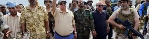 الرئيس هادي ومحافظ مدير الشرطة يزوران ميناء المعلا (صور)