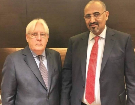 المبعوث الأممي يقابل الزبيدي في أبوظبي .. وبيان المجلس الانتقالي على جدول المناقشات